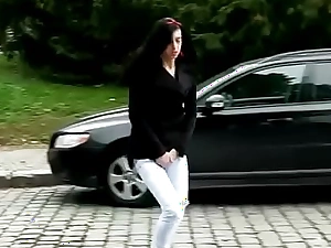 Bursting Around Pee In Public, Pretty Young Girl Can't Find Any Place For Loo