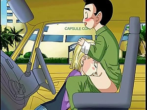 Android Eighteen sucking krillins dick in the car