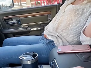 Petite coddle squirts in car and wears remote oversee vibrator in advance a earn at target