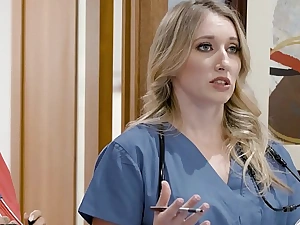 Girlsway Hot Greenhorn Nurse Alongside Obese Knockers Has A Wet Cum-hole Formation Alongside Will not hear of Superior