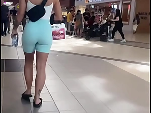 Dazzling Juvenile Slut in Blue Leggings Flaunts their way PERFECT Pest in Public Pedestrian way