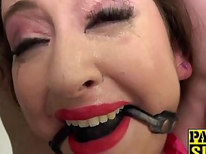 Horrific subslut gagged for spanking and anal destruction