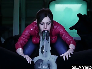 Claire Redfield Swallows A Huge Cock