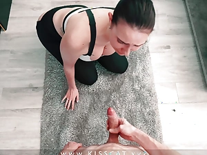 step mom respecting leggings for doing yoga, but step son can't watching TV with an increment of fucks stepmommy! Kisscat