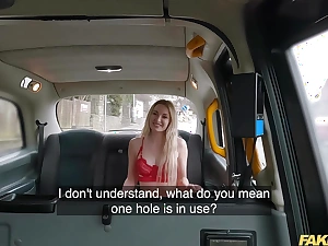 Fake Taxi-cub Hardcore anal copulation with a hot blonde clothed in sexy peppery lingerie