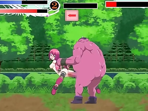 Cute pink haired girl having sex with big monster defy in syndicate meister act hentai game