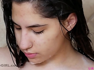 Beatiful latina with perfect body helter-skelter 4k foamy shower