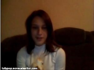Russian teen sucks banana on webcam, softcore